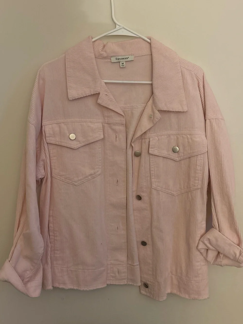 Francesca's Collections Pastel Pink Corduroy Jacket
